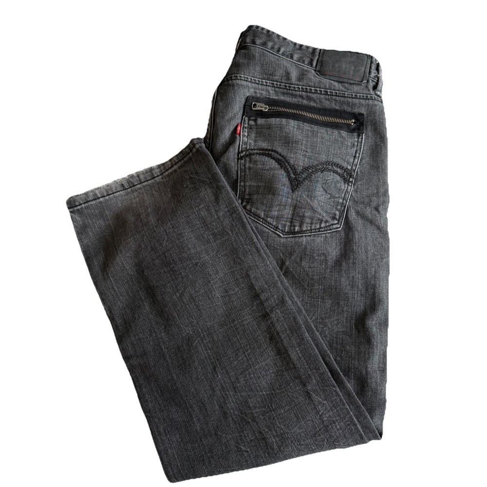 Levis Mens 511 Jeans‎ Sz 32x28 Black Label Skinny Straight Rare Moto Zip Pockets